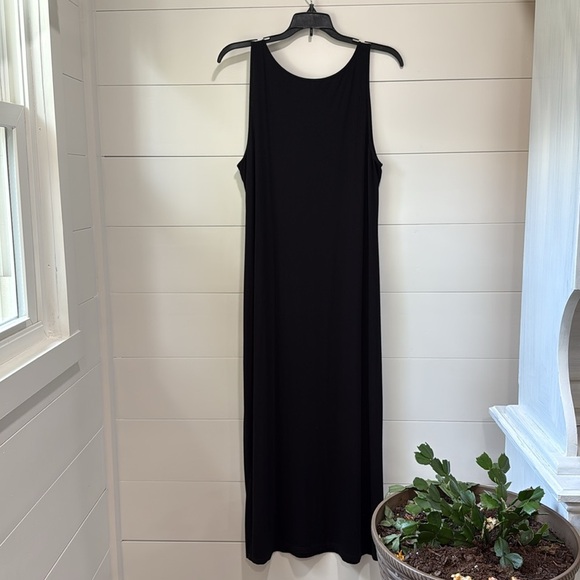 Eileen Fisher Black Stretch Jersey Knit Tank Dress Full Length Midi Size Large - Picture 4 of 7